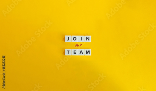 Εκτύπωση καμβά Join Our Team Text on Block Letter Tiles on Yellow Background