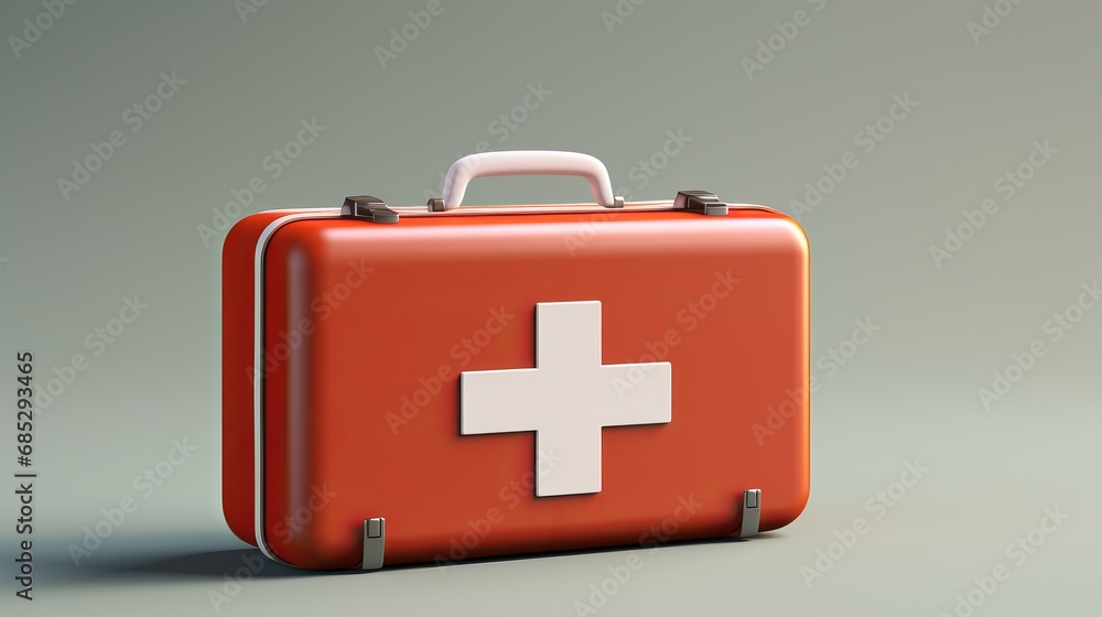 Minimalist composition of a first aid box AI generated illustration Minimalist composition of a first aid box AI generated illustration