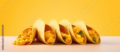 Mexican dish called Flautas rolled corn tortilla with chicken beef vegetarian filling copy space image photo