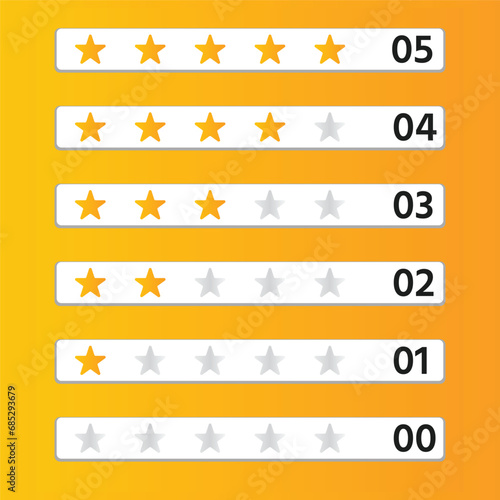 set of star rating symbols, rating stars set, Five star rating vector in flat style design isolated on background. Feedback, Review, and rate us concept, review star vector design.