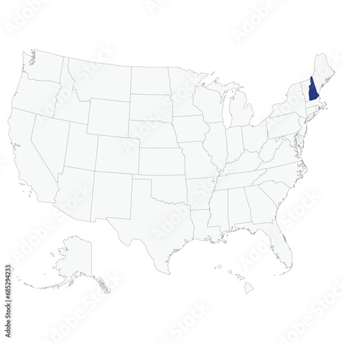 New Hampshire Map. USA map