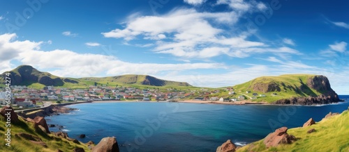 Panoramic view of Saint Pierre in Saint Pierre and Miquelon copy space image