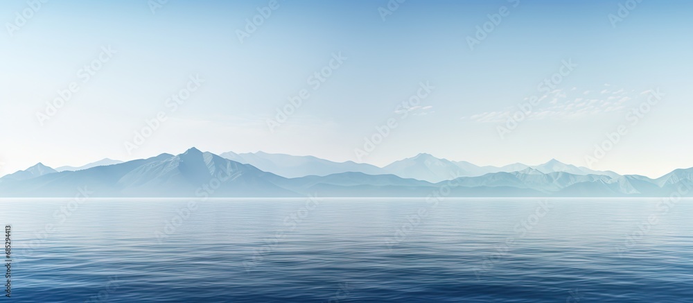 Simple landscape Water surface and distant mountains copy space image