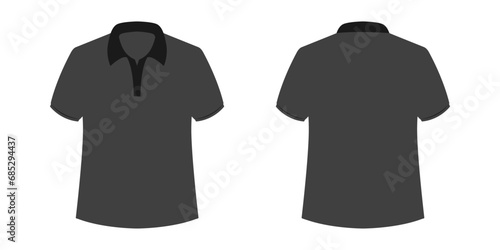 Men's T-shirt. Back and front view. Polo. Vector on white background.