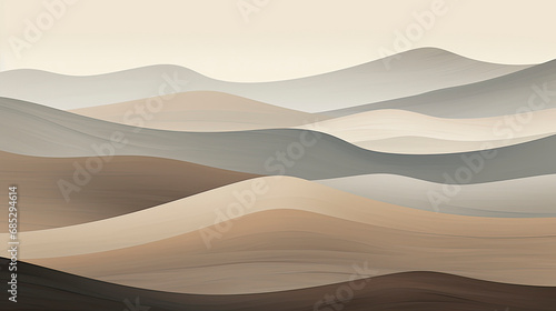 Screen saver  a pattern of wavy lines. Gray beige pastel colors.  Watercolor drawing.