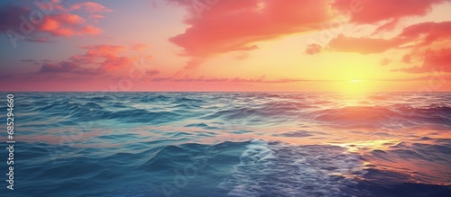 Stunning sunset seascape copy space image photo