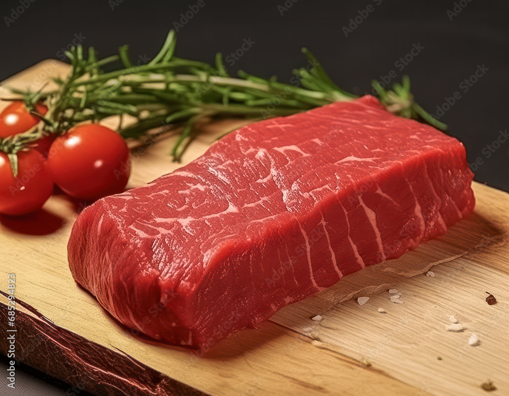 Ein Stück rohes Filetsteak, Rinderfilet, Generative AI Ein Stück rohes Filetsteak, Rinderfilet, Generative AI