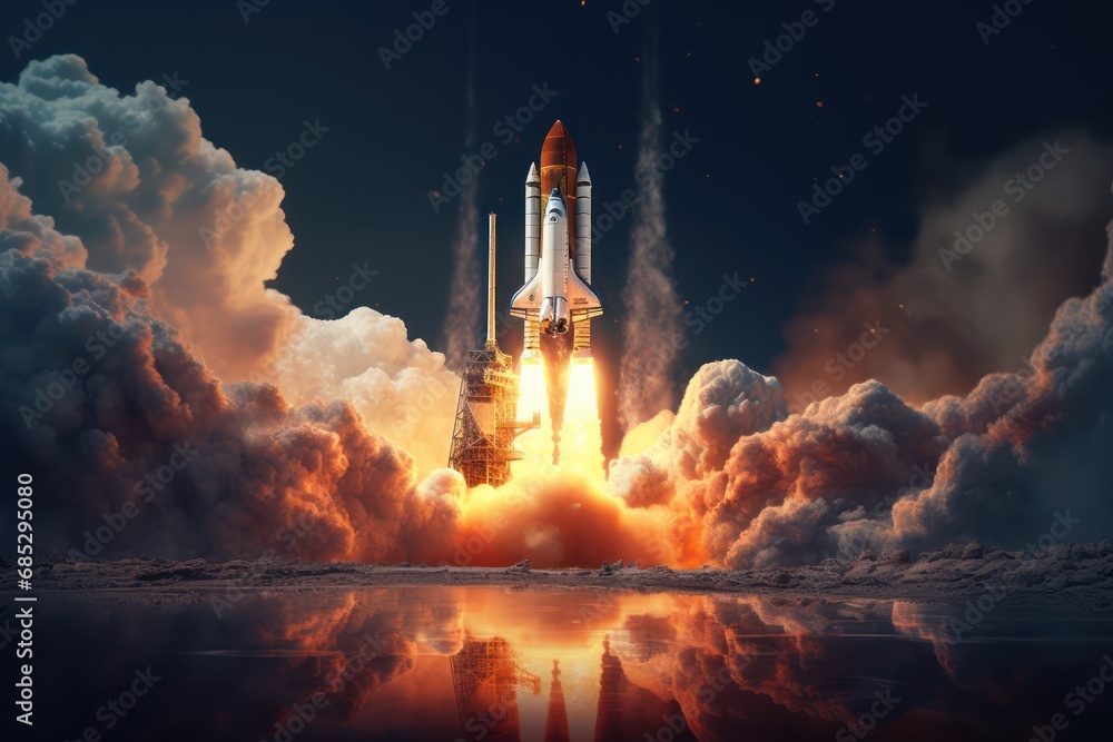 Space Shuttle Launch. Space exploration astronauts.