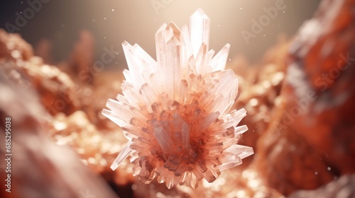 Closeup of Red Aragonite Mineral Isolated on White Background Showing Macro Details and Beautiful Colours in Nature photo