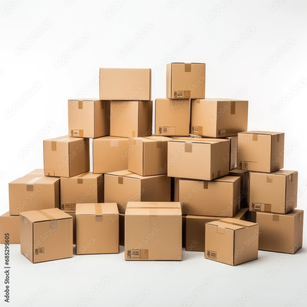 Stack of cardboard boxes arranged, AI generated Image Stack of cardboard boxes arranged, AI generated Image