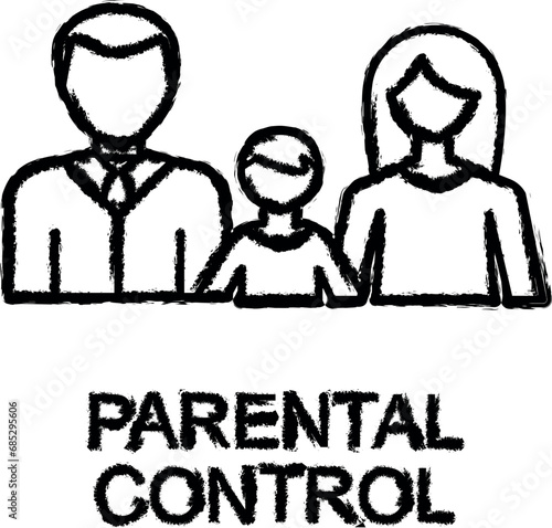 parental control outline icon grunge style vector