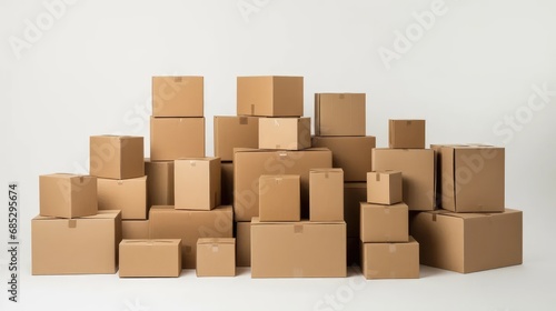 Stack of cardboard boxes arranged, AI generated Image