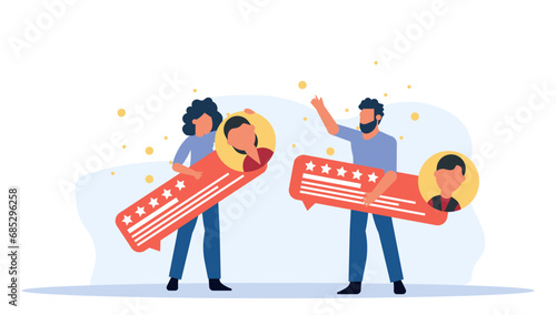 Online quality feedback and customer satisfaction rates are the best indicators of a successful business. The positive reviews and ratings vector illustration. Experience and support of a successful