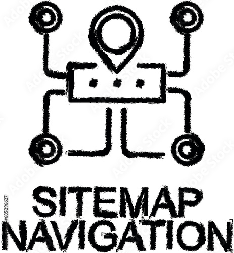 sitemap navigation line icon grunge style vector