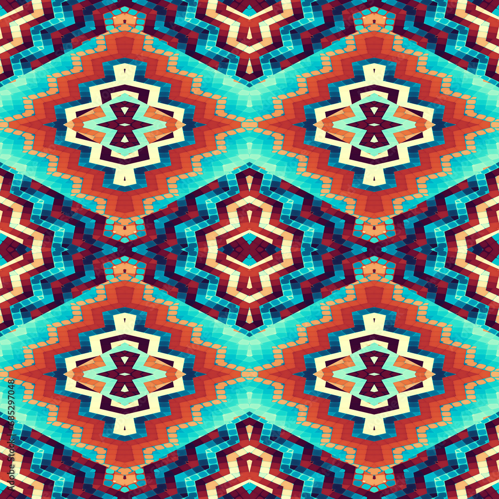 Navajo style geometric seamless pattern