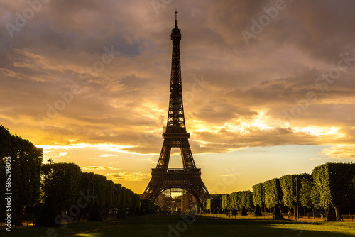 Eiffel Tower in Paris during sunset, France