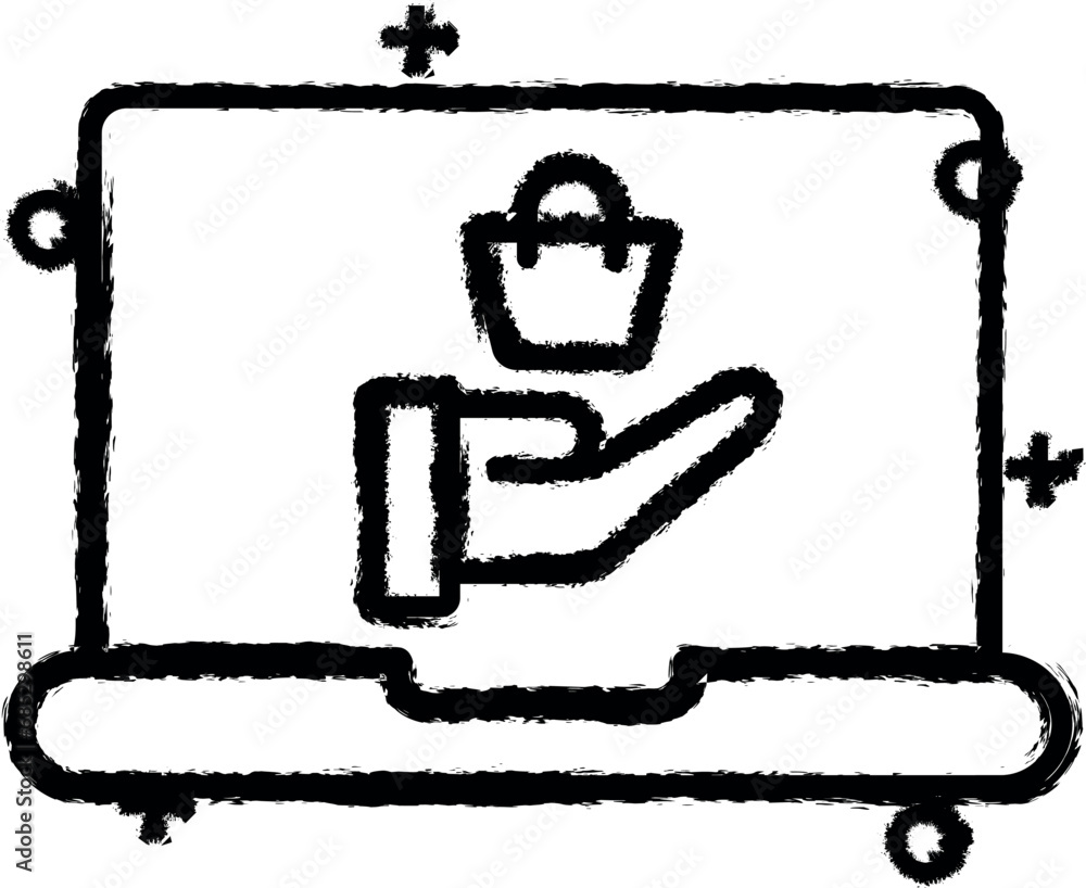 Notebook online shopping save icon grunge style vector Notebook online shopping save icon grunge style vector