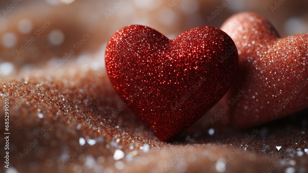 Obraz premium Shining and Glittering valentine heart _Sprinkled Sand AI 
