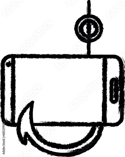Smartphone, hook, fraudulent icon grunge style vector