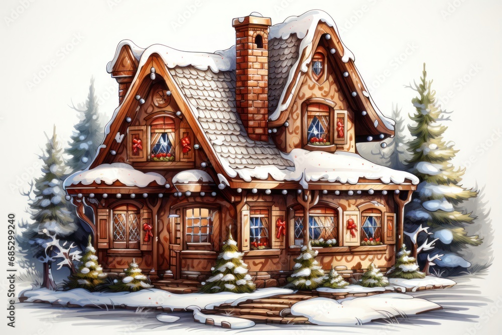 Cozy Gingerbread House in a Winter Wonderland Generative AI