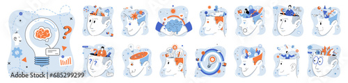 Abstract thinking. Vector illustration. Education serves as catalyst for developing abstract thinking skills and fostering intellectual curiosity Abstract thinking enables us to approach problems