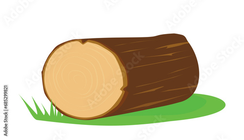 Wooden log on a green clearing.