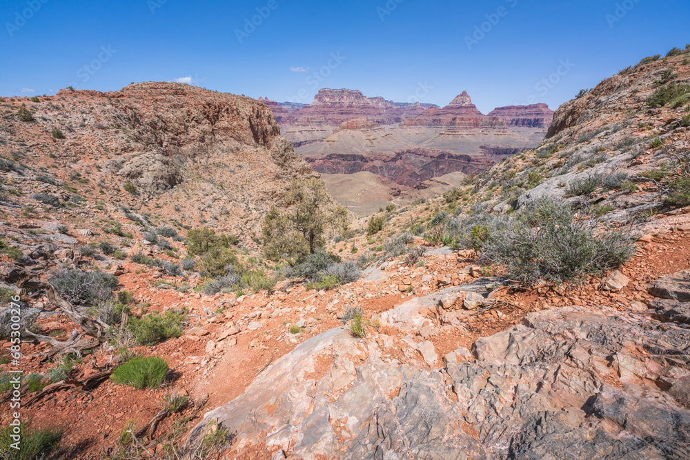 Fototapeta premium hiking the grandview trail in the grand canyon national park, arizona, usa