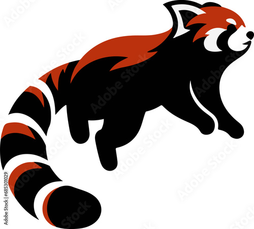 a simple block colour image silhouette of a red panda