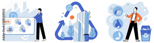 Waste recycling. Vector illustration. Cleaning up our environment is collective responsibility we must embrace Nature provides us with valuable resources we must recycle and protect The pollution