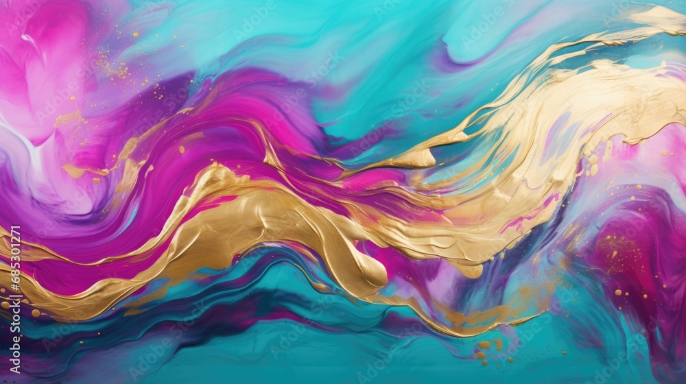 abstract oil paints background, colorful texture with gold