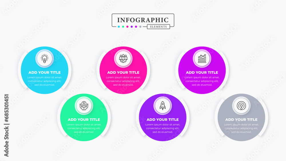 Vector creative circle infographic presentation template with 6 steps or options Vector creative circle infographic presentation template with 6 steps or options