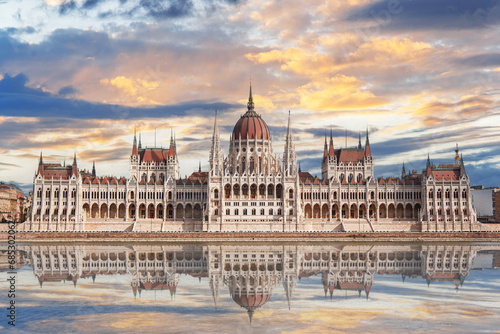 Parliament building in Budapest. Hungary. The building of the Hungarian Parliament is located on the banks of the Danube River, in the center of Budapest.