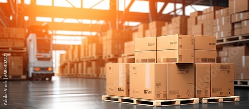 Palletized packaging boxes ...