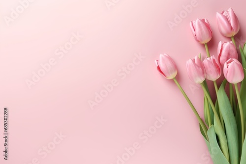 Pink tulips on a pink background empty space for text © GalleryGlider