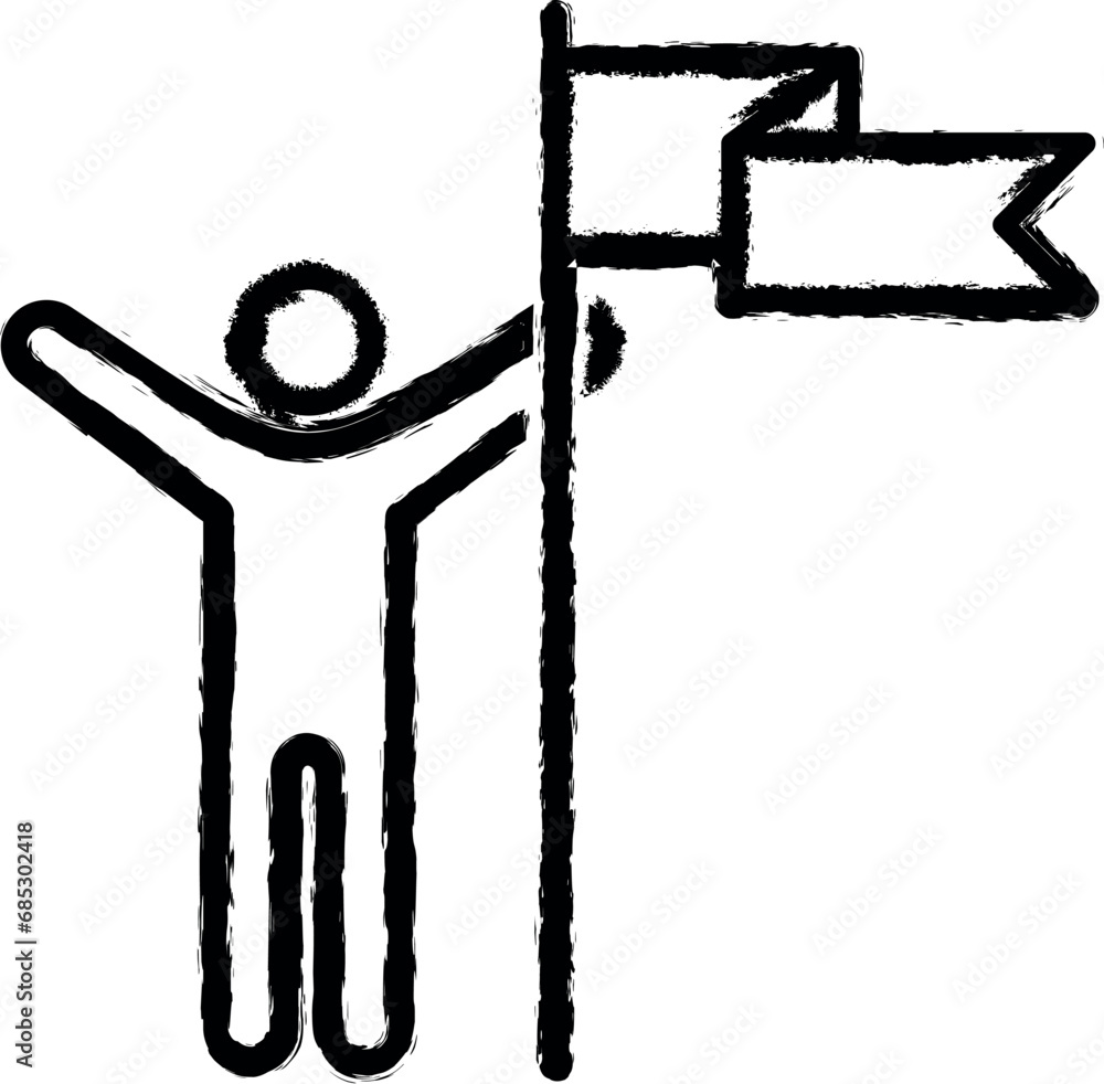 man with a flag icon grunge style vector man with a flag icon grunge style vector