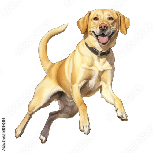 Yellow Labrador retriever dog jumping  isolated on transparent background
