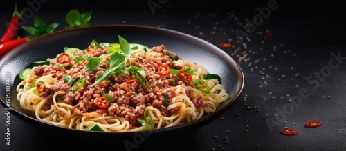Thai spicy noodle salad wit...