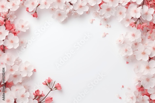 Spring background with flowers and a frame for text empty mock up © GalleryGlider