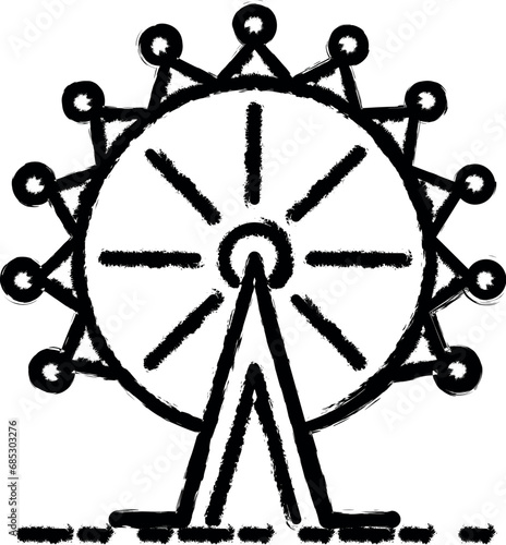 Ferris wheel dusk style icon grunge style vector