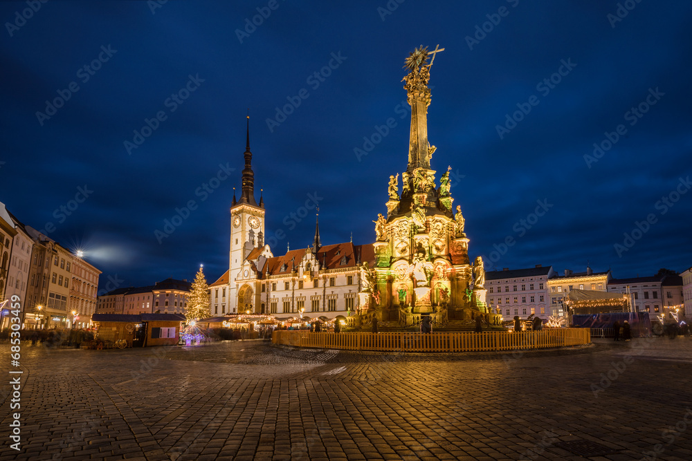 Naklejka premium Christmas market on the Upper square in Olomouc - Czech Republic