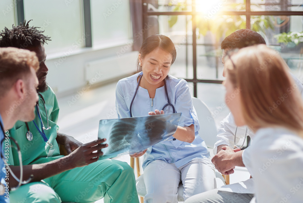 Obraz premium Group of Doctors and nurses Concept Teamwork in hospital for success work and trust in team