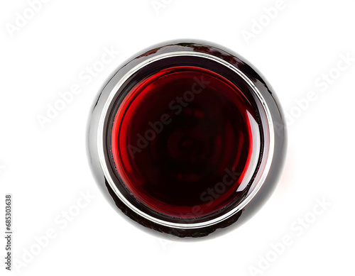 Red wine isolated on white background, cutout, top view 
