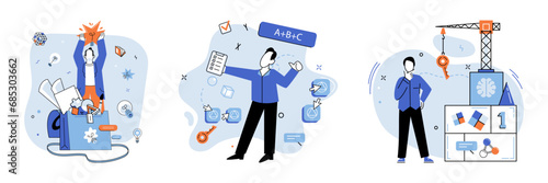 Logical thinking. Vector illustration. It is culmination careful consideration and weighing evidence Logical thinking enables us to evaluate pros and cons, assess risks, and make rational choices