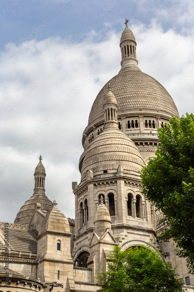 Basilica of the Sacred Heart at Montmartre hill in Paris, France