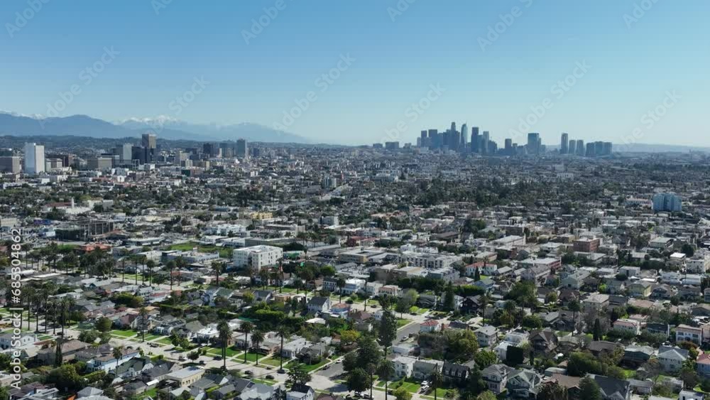 Los Angeles Mid City Towards Downtown Aerial Shot Back California USA Los Angeles Mid City Towards Downtown Aerial Shot Back California USA