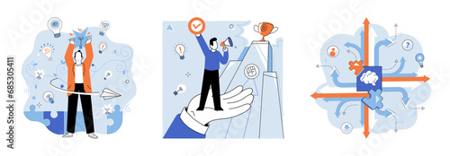 Business solution vector illustration. The resolution business difficulties requires decisive action and problem solving skills Success in business world depends on ability to identify and leverage