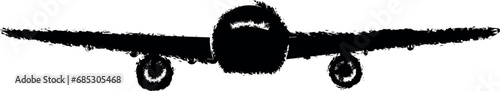 front view transport, plane icon grunge style vector