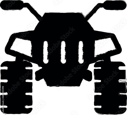 front view transport, quad bike icon grunge style vector