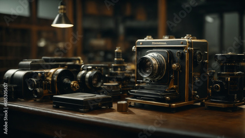 old camera on a tripod