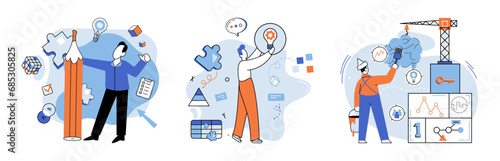 Creative thinking. Vector illustration. Creative thinking is metaphorical journey, dance mind transcends boundaries and explores uncharted territories Creativity is spark ignites flame innovation